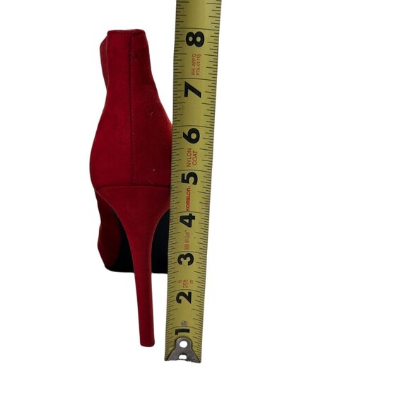 Just Fab Red Stiletto Heel Ankle Bootie Women's Sz 7 Cut Slit Front Pointed Toe - Picture 4 of 15